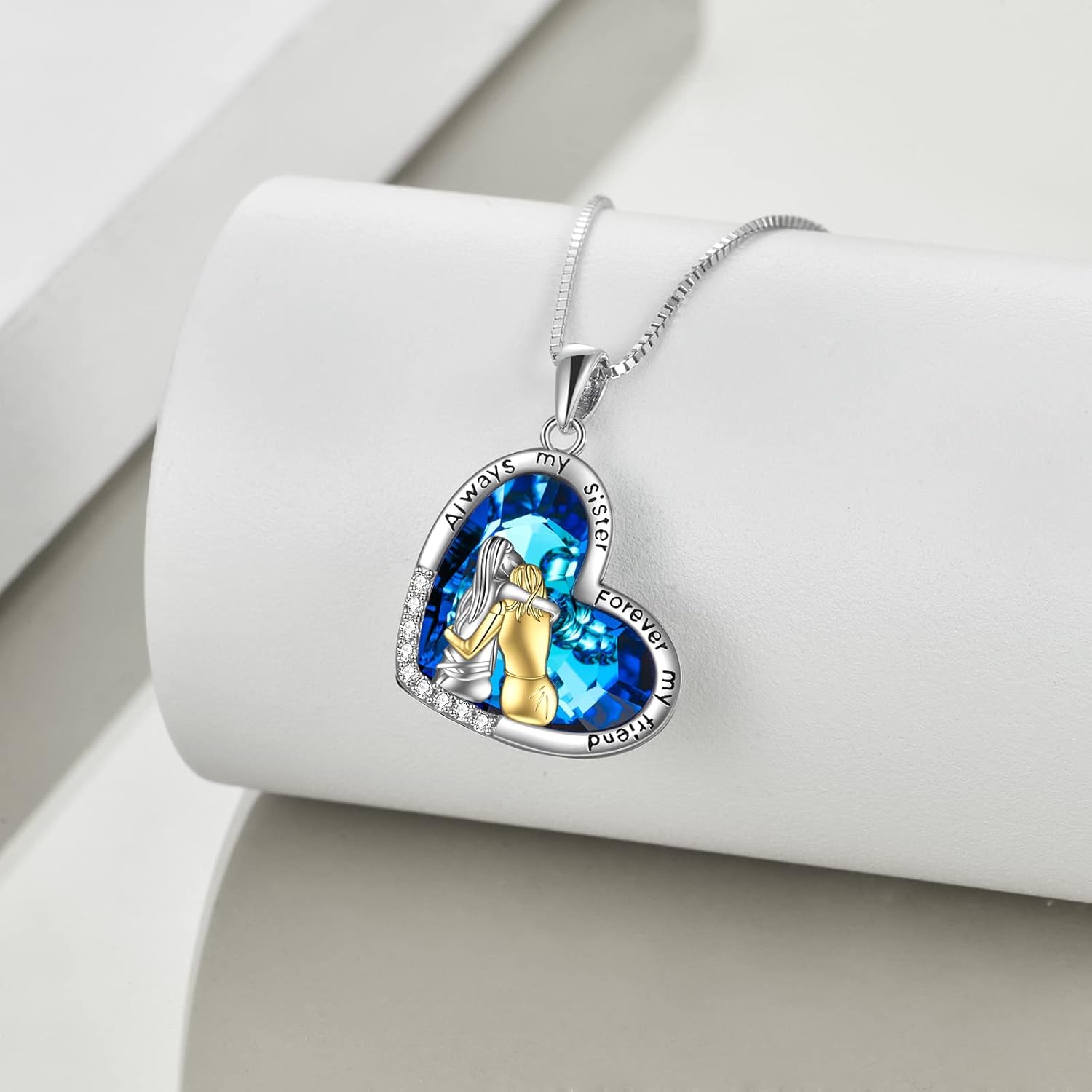POPKIMI Sister Gifts from Sister/Brother Sisters Necklace for 2/3/ 4 Sterling Silver Sisters Fashion Jewelry for Women Friend Female Friendship Lasts Forever