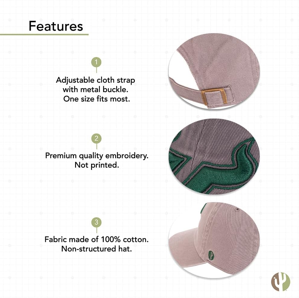 Desert Cactus University of South Florida Baseball Hat USF Bulls Brimmed Embroidered Hats Cap Adjustable Cloth Strap Adult - Image 4