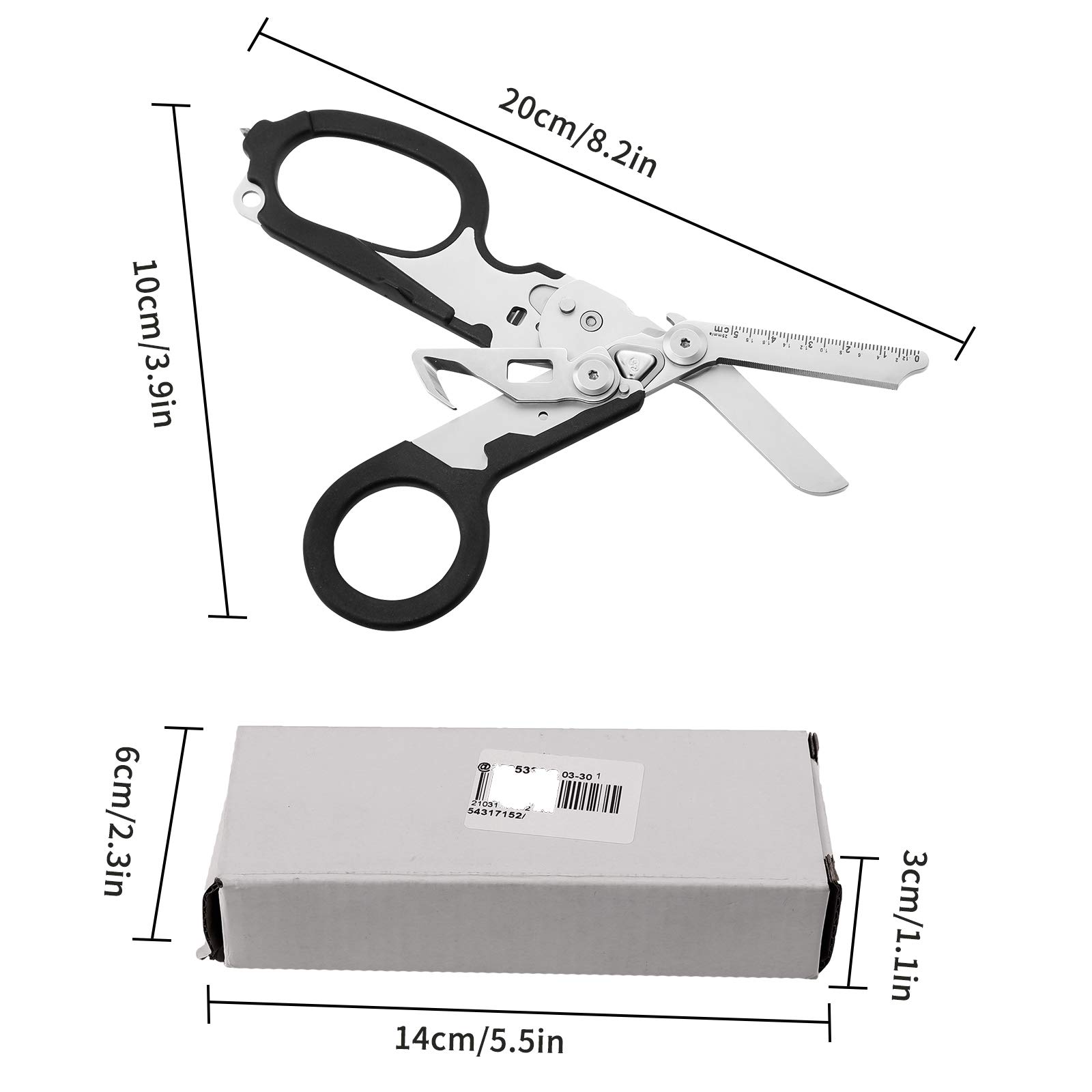 Ziyero 6 In 1 Raptor Response Emergency Shears, Tough Cut Scissors Multi Tool Pliers Shears Tactical Folding Pliers With Strap Cutter And Glass Breaker Black With Holster - View #12