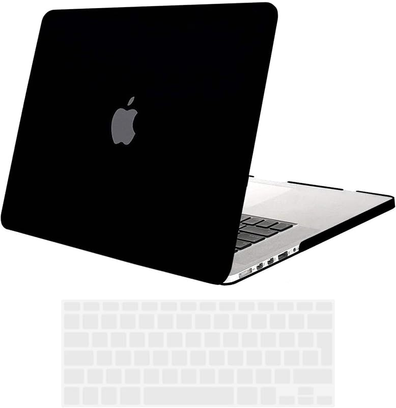 TECOOL Hülle Kompatibel mit Alten MacBook Pro 13 Zoll Retina 2015 2014 2013 2012 (A1502 A1425), Ultradünne Schutzhülle Hartschale Case mit Tastaturschutz (EU Layout), Schwarz