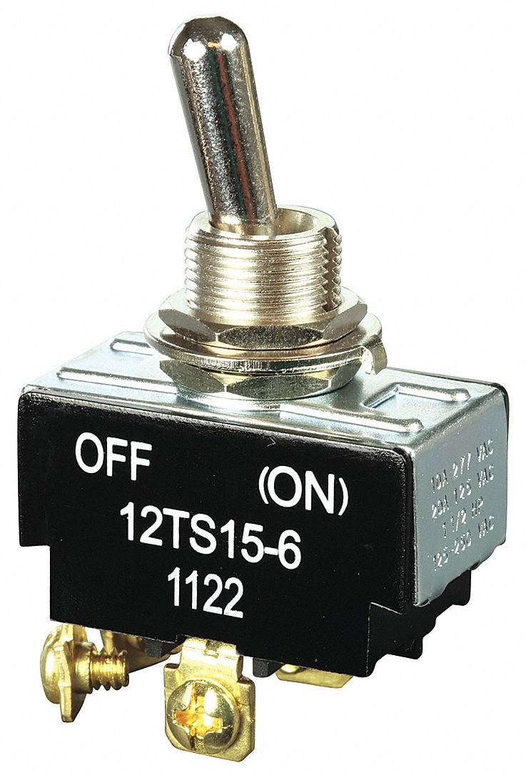 HoneywellToggle Switch, Number of Connections: 4, Switch Function: Momentary On/Off 12TS15-6 - 1 Each