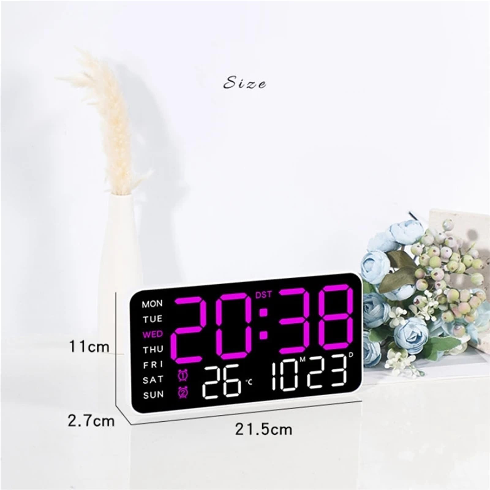 Orologio Atomico Digitale Orologio da parete digitale con temperatura Display a LED USB/batteria Sveglie tavolo di grandi dimensioni for soggiorno, camera letto, decorazioni for la casa(White shell 1)