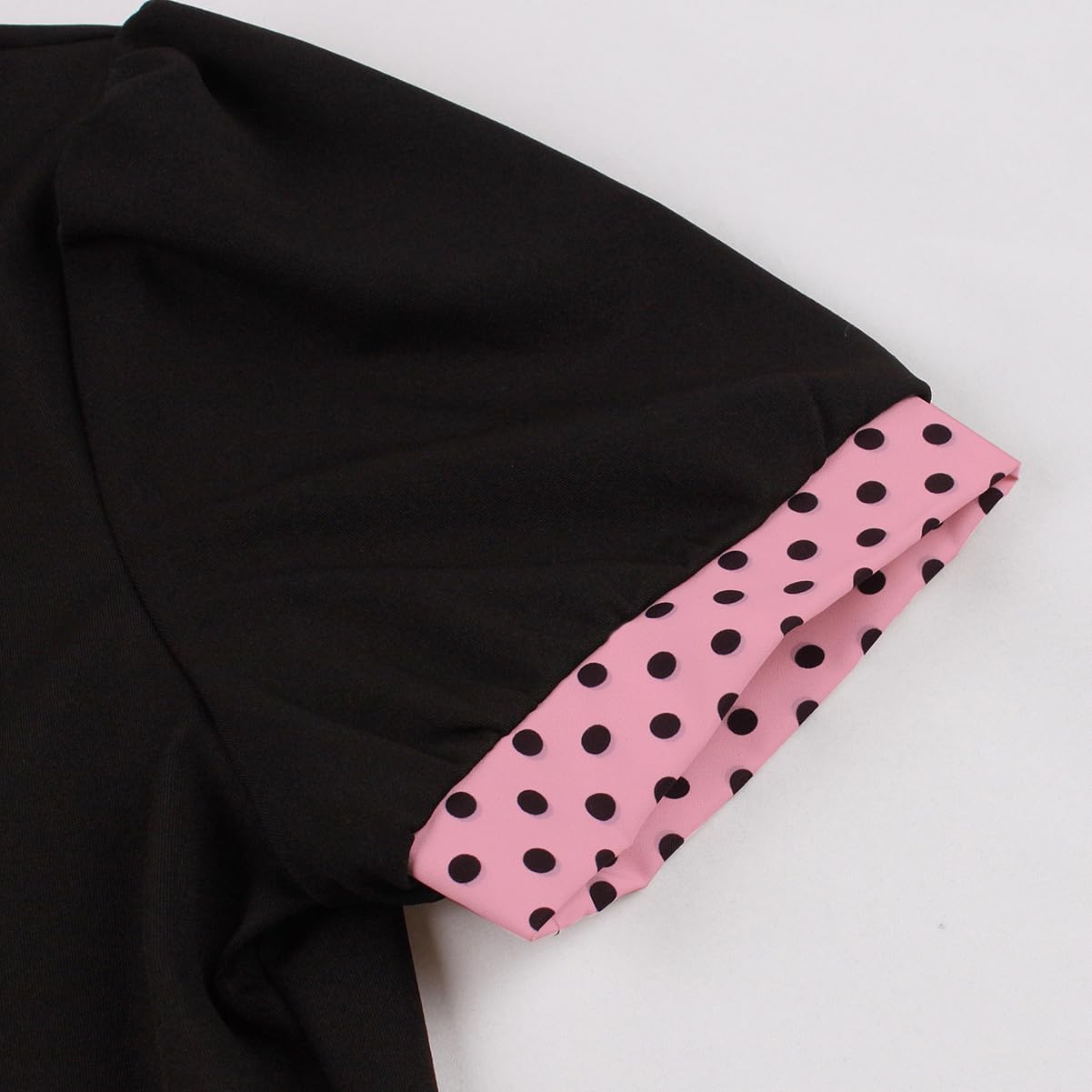 ODIZLI Women's 1950s Retro Dress Short Sleeve Notched Lapel Polka Dot Stripe Swing Dress with Belt Cocktail Dress - Image 3