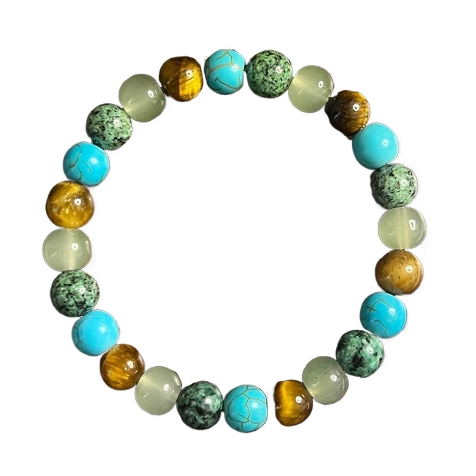 Genérico Pulsera con cuentas de colores for mujer y hombre, piedra ojo tigre, amatista, turquesa, joyería