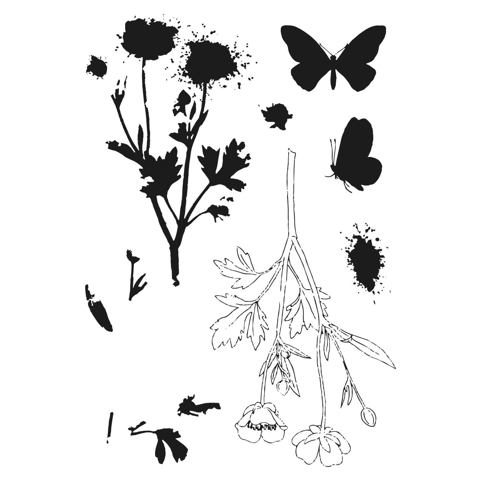 Sizzix A5 Clear Stamps & Framelits Dies - Painted Pencil Botanical by 49 and Market, Clear/Silver - Image 3
