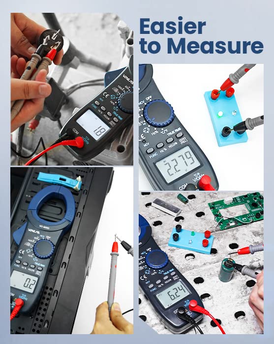 VENLAB Digital Clamp Meter 1000A T-RMS 6000 Counts AC/DC Current Multimeter, Voltage Tester with Auto-ranging Backlight, Measures Voltage Temperature Capacitance Resistance Frequency Continuity NCV