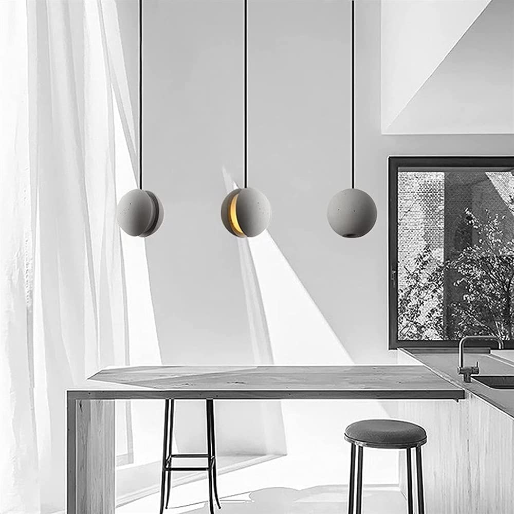 Lampa wisząca LED z betonową kulą, minimalistyczny żyrandol z betonowej kuli, żyrandol do domu, żyrandol do jadalni, salonu, baru, wyspy kuchennej, sypialni