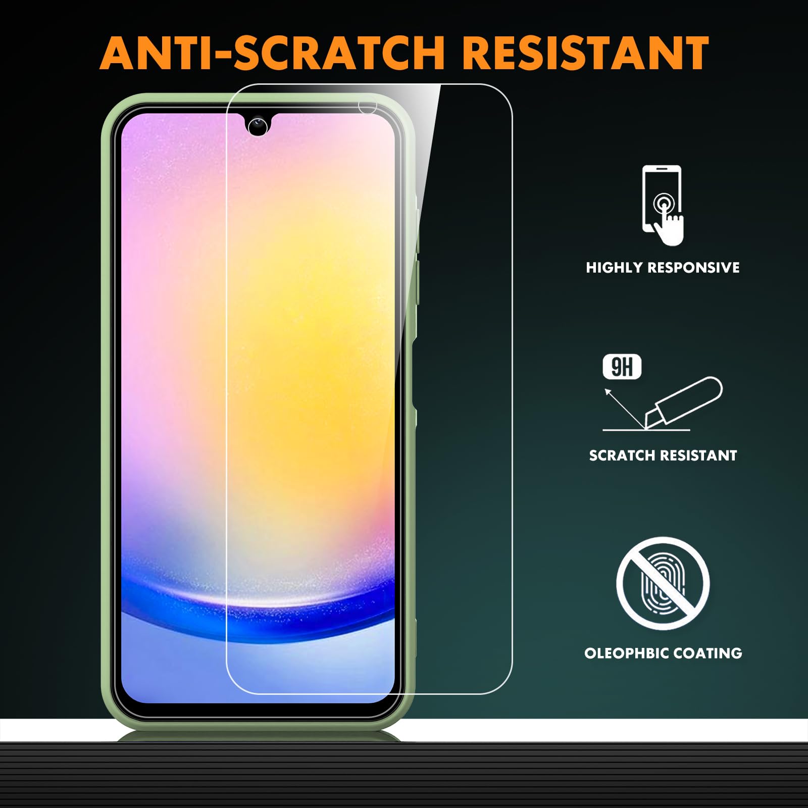 Byvuwiay Cover per Samsung Galaxy A25 5G con 2 Vetro Temperato Pellicola Protettiva, Custodia in TPU Ultra Sottile Antiurto Anti-Scratch Case, Verde Matcha