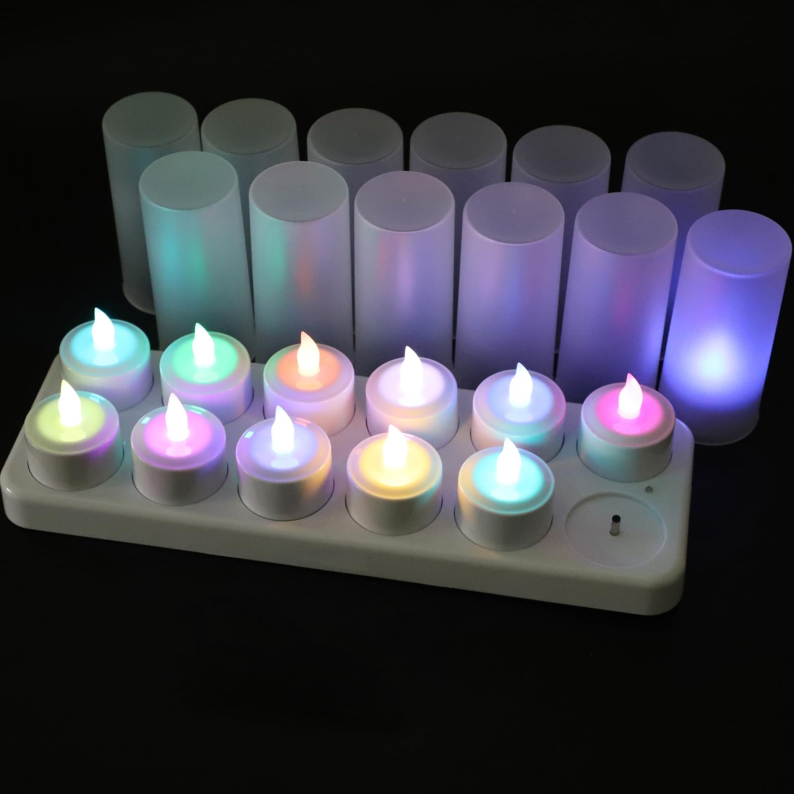 EuroFone 12 LED Tealight Candles Rechargeable Flameless Small Candles