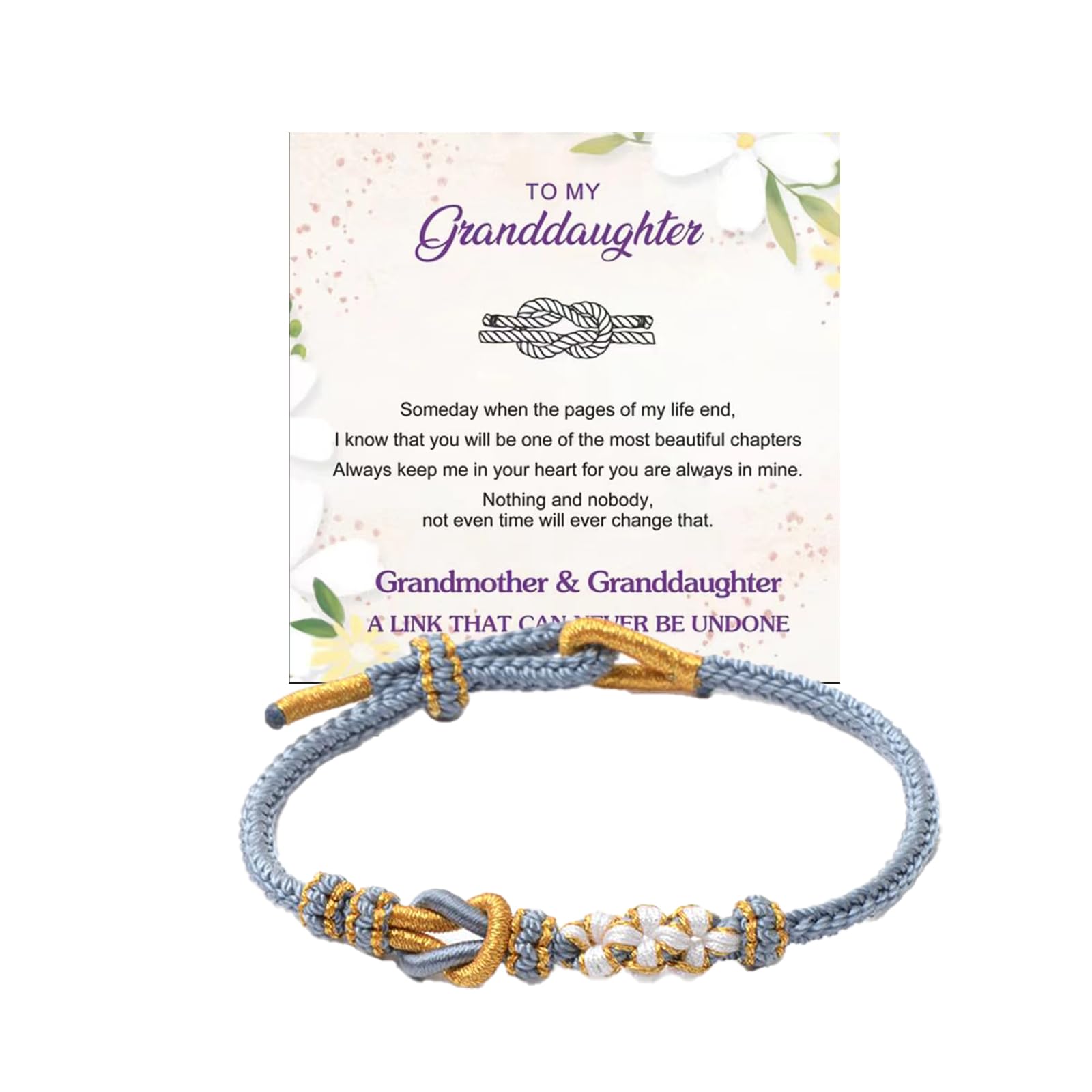 To My Granddaughter-Infinity Forever Love Heart Bracelet, Natural Emperor Stone Double Layer Purple Beaded Woven Wrap Bracelets Adjustable Mind Peace Gift Jewelry