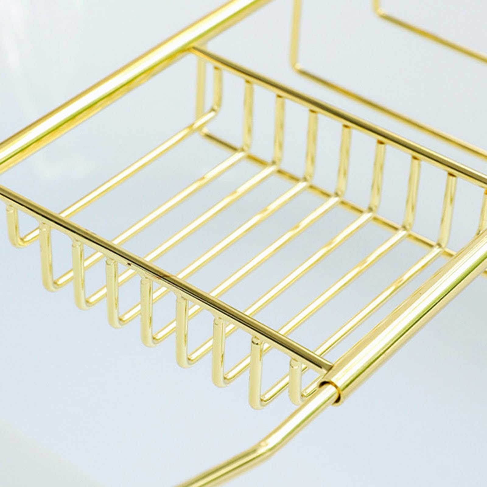 Baoblaze Vassoio per Vasca da Bagno Vassoio per Vasca da Bagno Semplice Antiscivolo Multifunzionale Supporto per Vasca da Bagno Scarico Mensola per Bagno per, Oro