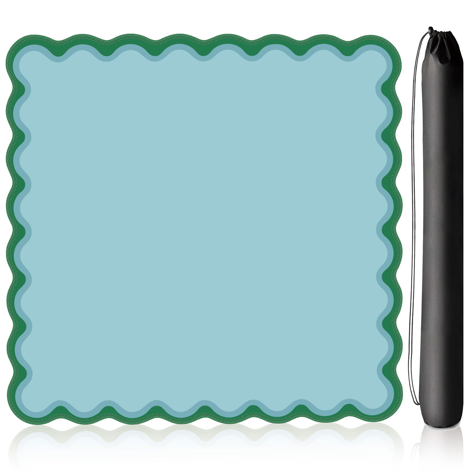 LZSIG Green American Mahjong Mat 31.5x31.5 Inch, Anti Slip Noise Reducing Table Cover with Scalloped Edge, Carry Bag or Poker Board Domino Card Games