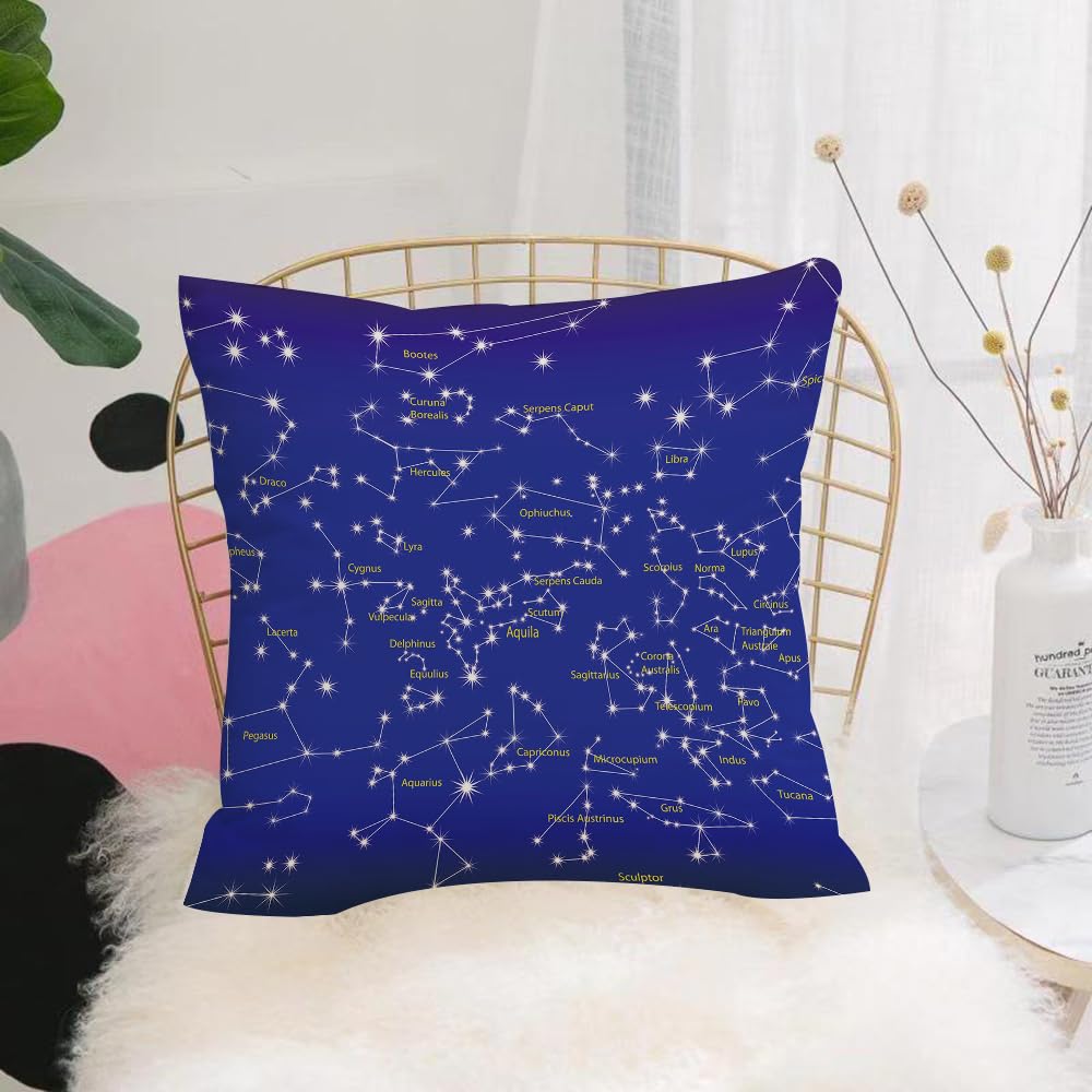 HYOSXW Cushion Cover,Throw Pillow Case Home Decorative for Living Room Bedroom Sofa Chair 16X16 Inch,Constellations, connected images of constellations in the night sky, astronomy,Pillowcase 40X40cm
