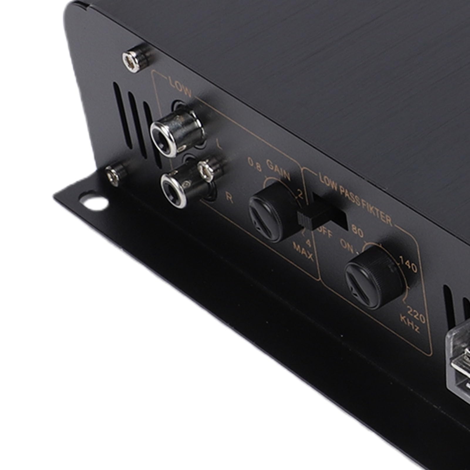 Akozon Amplificador Coche 2 Canales 5200W Potencia Máxima 2x200W RMS Protección Cortocircuitos Control Baja Frecuencia Conmutación Fase Puenteable para Subwoofer Barco UTV CMB0135