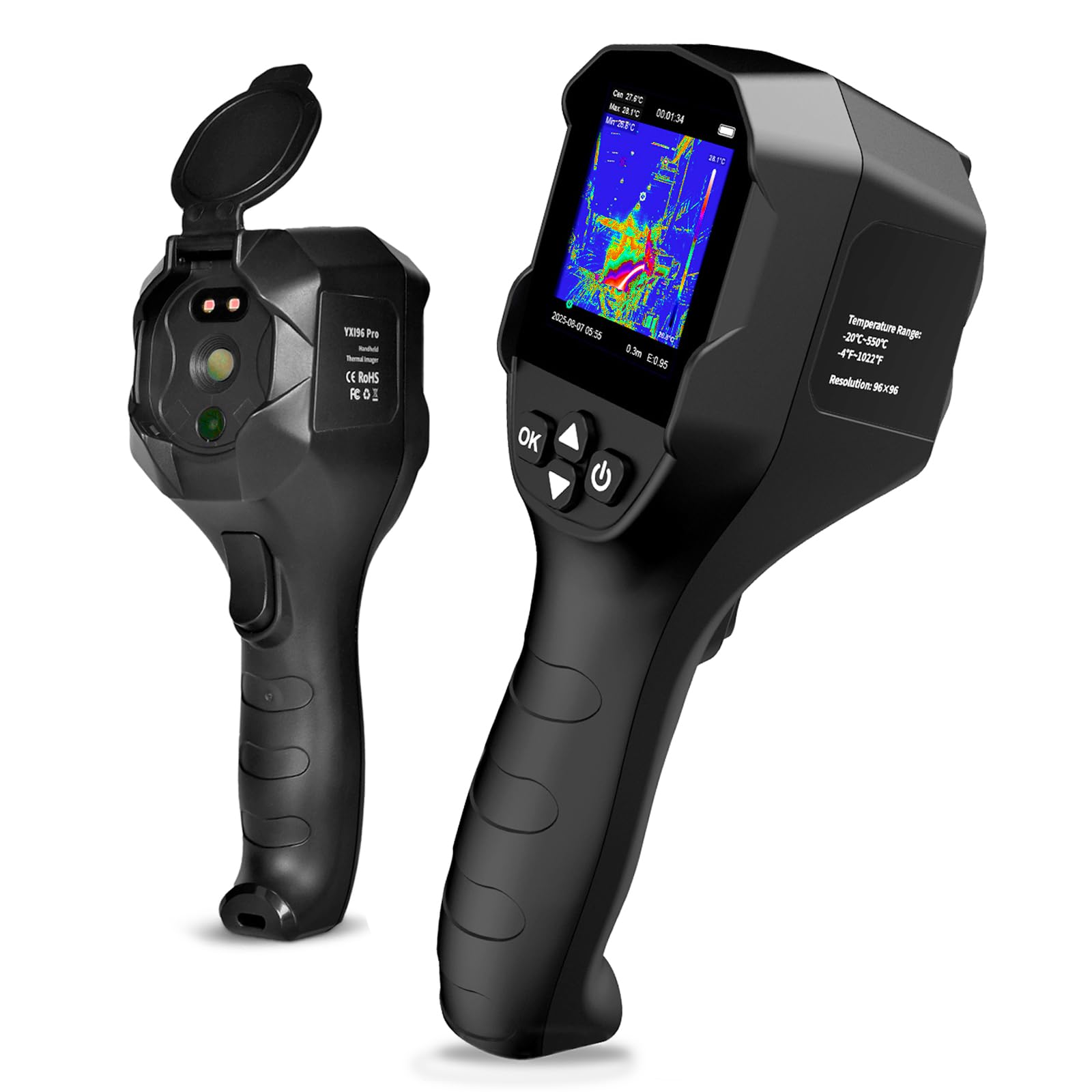 Cámara Termográfica, TISR 240x240 Thermal Imager 25Hz 96x96 Resolución IR | -20°C a 550°C, NETD ≤60 mK, Cámara Térmica Infrarroja para Climatización, Mantenimiento de Edificios, Inspección de Fugas