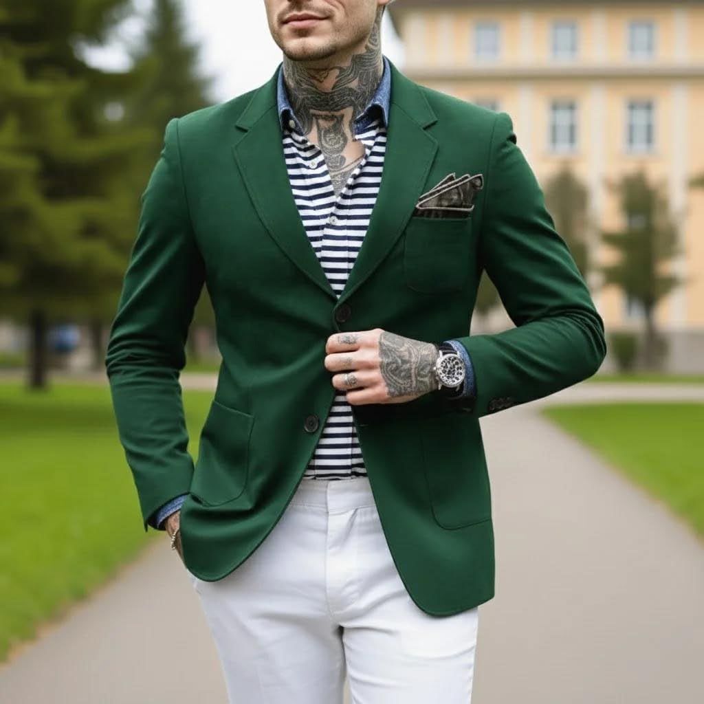 Men Lightweight Suit Jacket Breathable Fabric Spring Summer Outerwear