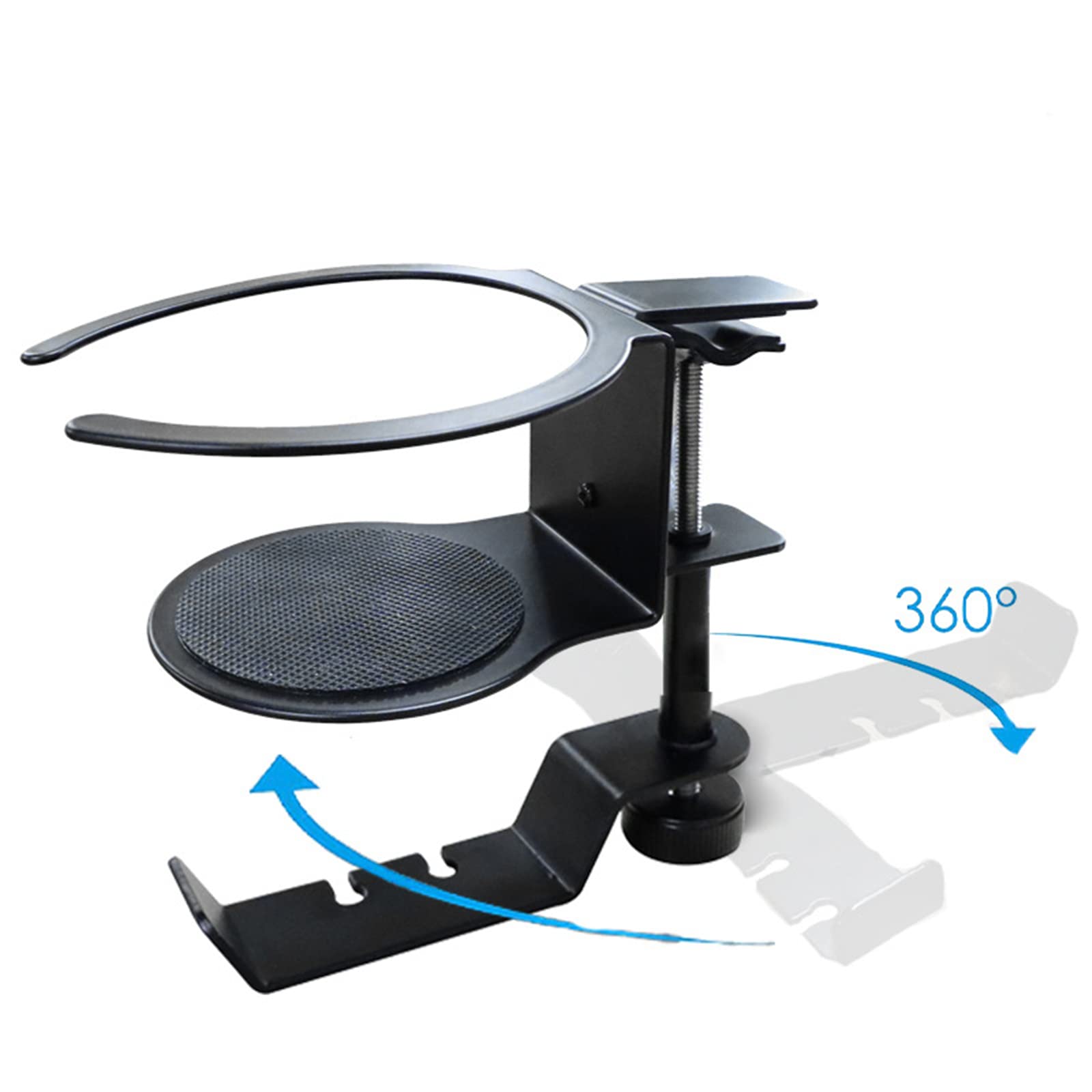 Support De Verre Sous Bureau Rotatif 360° – En Alliage D'aluminium, Charge 5 Kg – Pour Casque, Gobelet, Sac - 11