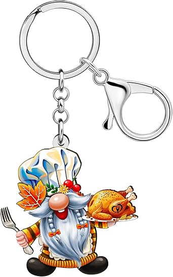 Acrylic Fall Gnome Keychain Accessories,Thanksgiving Pumpkin Key Chain Fall Gnomes Gifts for Women Girls Bag Charms