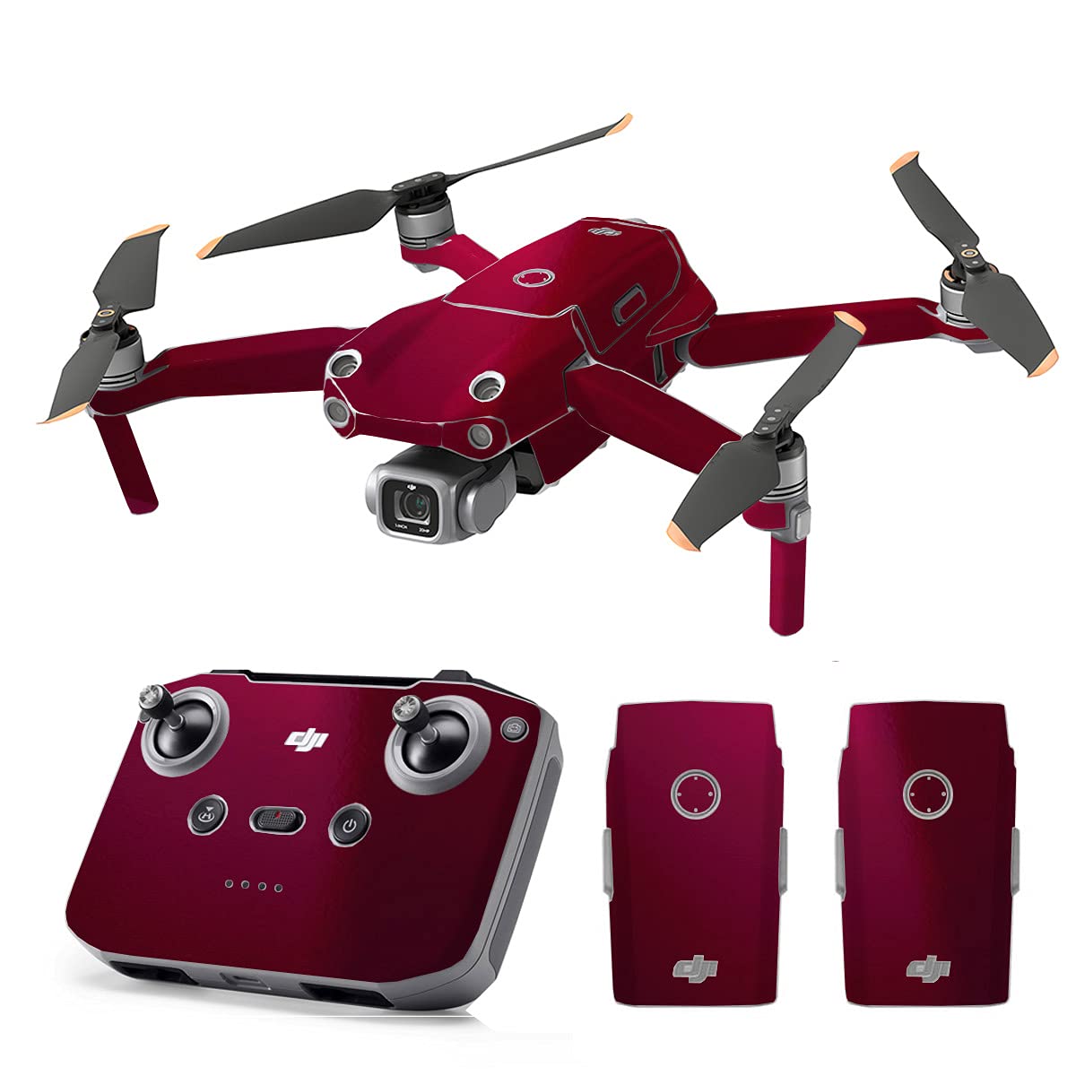 SopiGuard Skin for DJI Mavic Air 2s Precision Vinyl Sticker Full Drone Set + Controller + 3 Battery Skins (Gloss Wine Red)