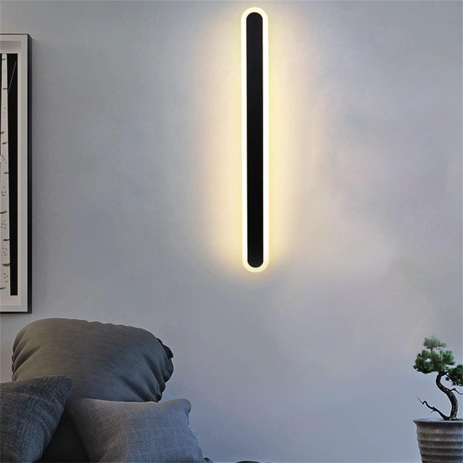 LED Innen Wandleuchte mit Hand Sensor Schalter Wandlampe USB Aufladbare Akku Betrieben Wandleuchten 120cm 2700K/4000K/6500K Wandbeleuchtung Moderne für Schrank Wohnzimmer Hotel (Neutral Licht,60cm)
