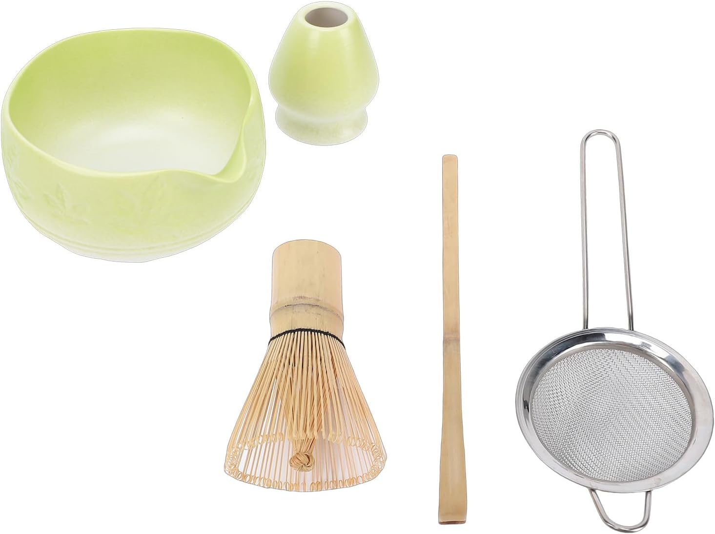 Focket Matcha Whisk Set, Handcrafted 76 Brush Ceramic Matcha Kit with Bowl Scoop Sifter for Japanese Tea Ceremony