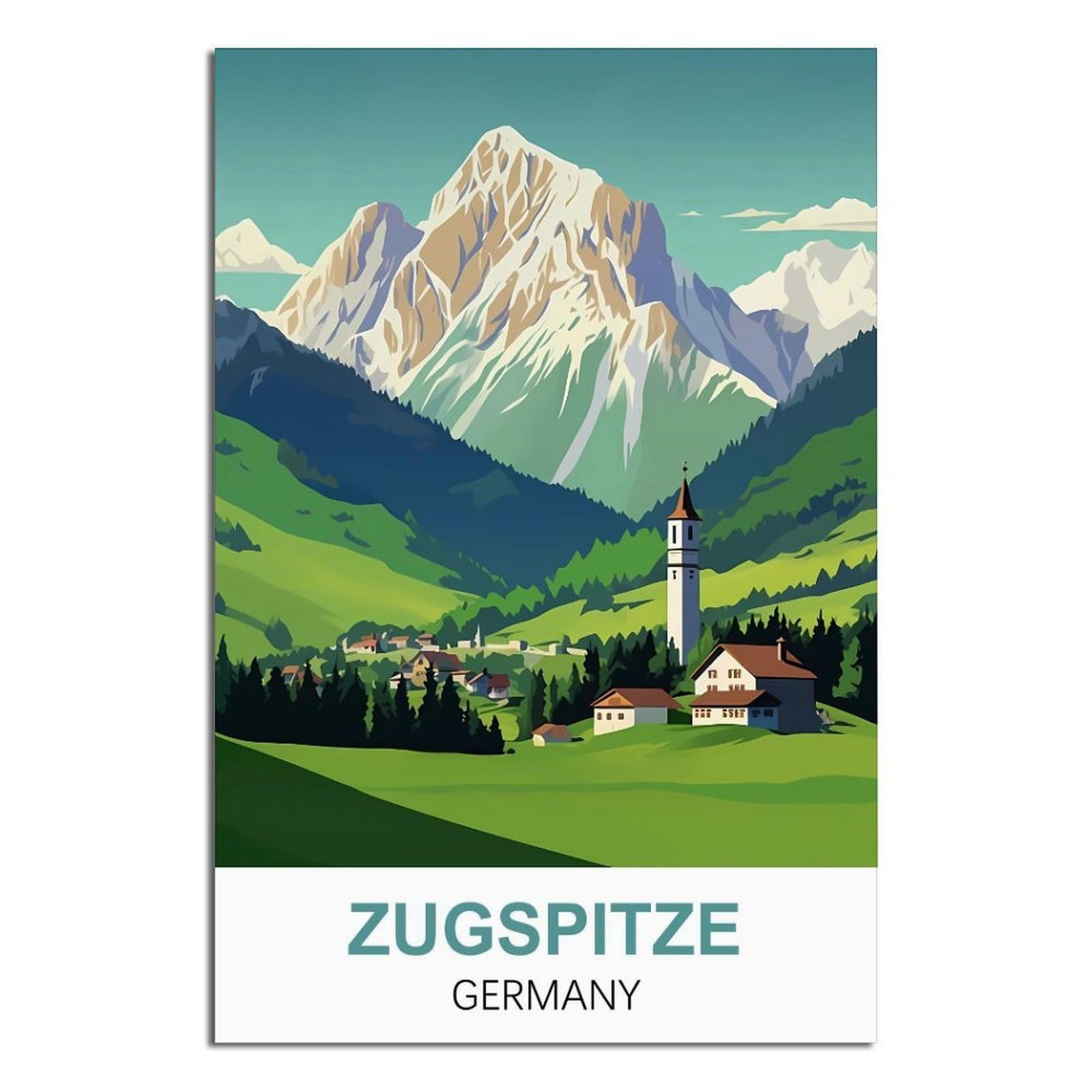Ipuzou Unframe-Style Zugspitze Germany Vintage Travel Posters 12X18inch(30X45cm) Canvas Wall Decor, Wall Art Posters Prints Paintings Pictures For Living Room