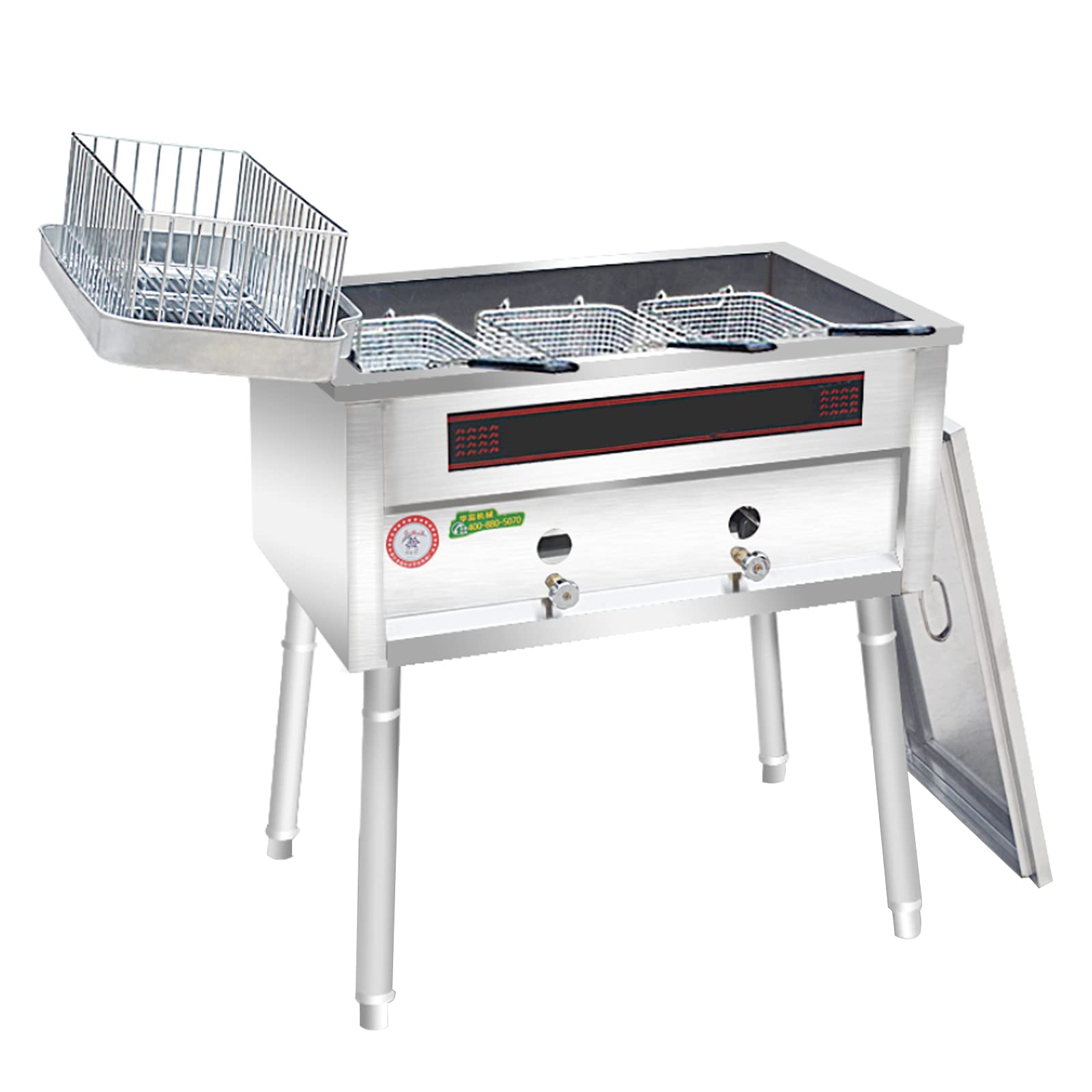 Freidora de Gas Vertical multifunción, Tanque de Alta Capacidad de 40 L, freidora de Acero Inoxidable con Cubierta de Cuchara para freidora de Restaurante Comercial (Juego de friteuse de Gas