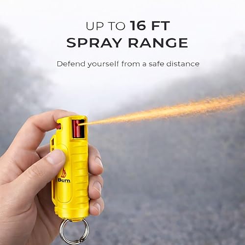 Miniatura 7 de Burn Aerosol de pimienta para defensa personal, 1/2 onza en aerosol de pimienta compacto para mujeres con llavero, máxima resistencia, grado