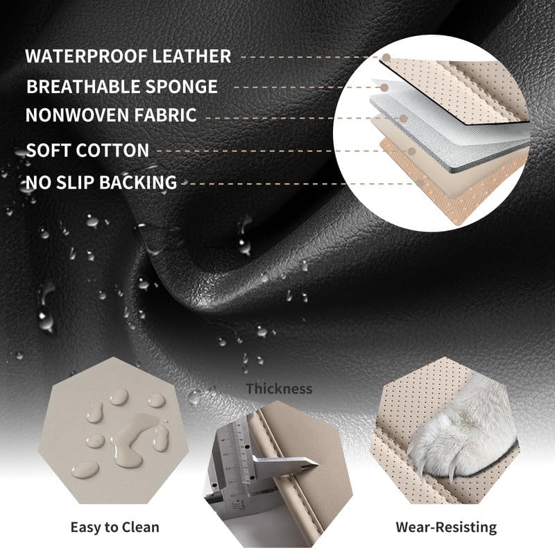 Car Seat Covers Full Set Fit for Toyota RAV4 Hybrid 2016-2025 2026 , Premium Faux Leather Waterproof Car Seat Protectors with Lumbar Support, Breathable Anti-Slip Easy to install (Beige,Full Set)