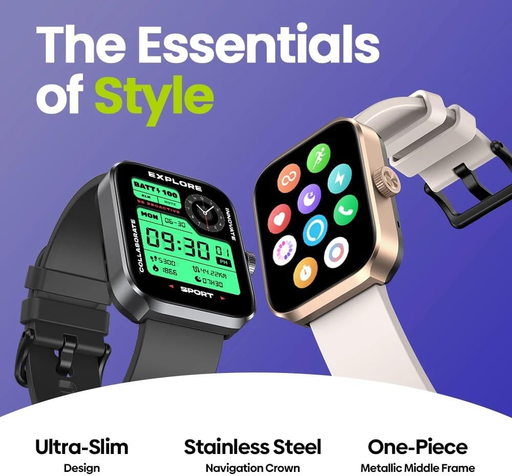 Two Generico Beyond 3 Plus Smart Watches, black and gold, highlighting style elements