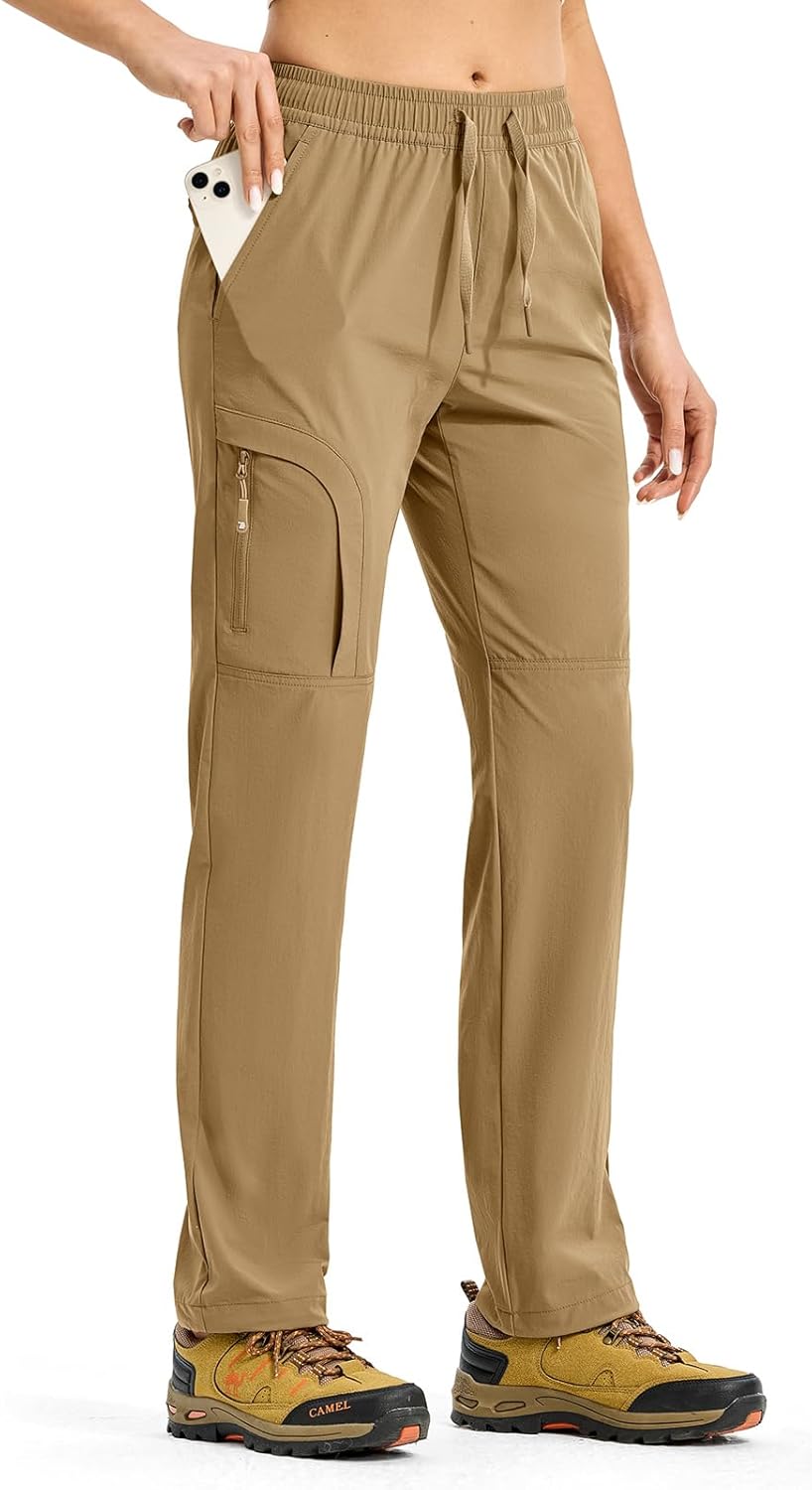 Rdruko Women's Hiking Pants Lightweight Quick Dry Water Resistant Cargo Outdoor Travel Pants Elastic Waist