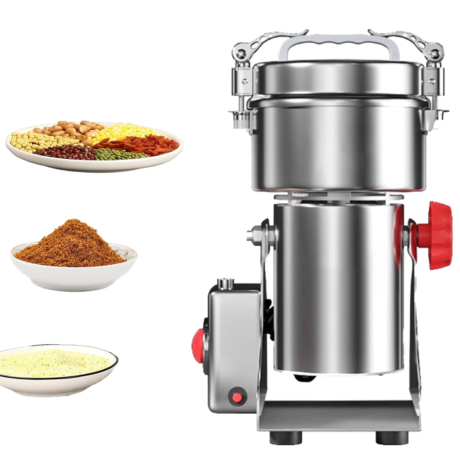 Pnpaea Electric Grain Grinder Spice Grain Mill Stainless Steel 28000RPM High Speedy Grinding with Overload Protection& 5min Timer Mill for Dry Spice Herbs/Nut/Coffee/ 304-1000g
