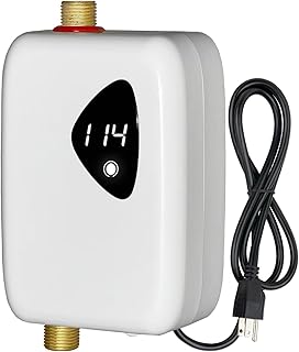 ECOTINYMACH 3000W 110V Tankless Water Heater Electric, Compact Water Heater for Single Sink, Conveniently Convertible Between Fahrenheit and Celsius