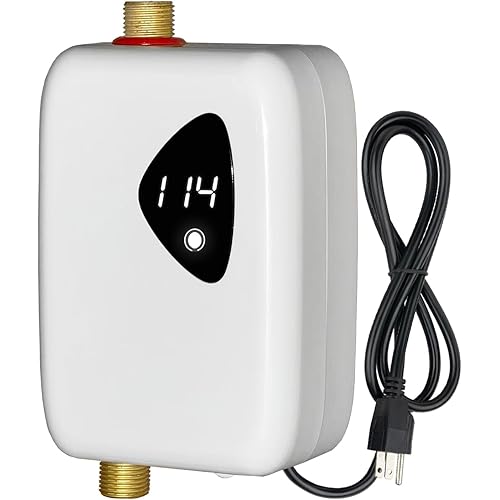 3000W 110V Tankless Water Heater Electric, Mini Water Heater for Single Sink, Instant Heating with Fahrenheit & Celsius Switch