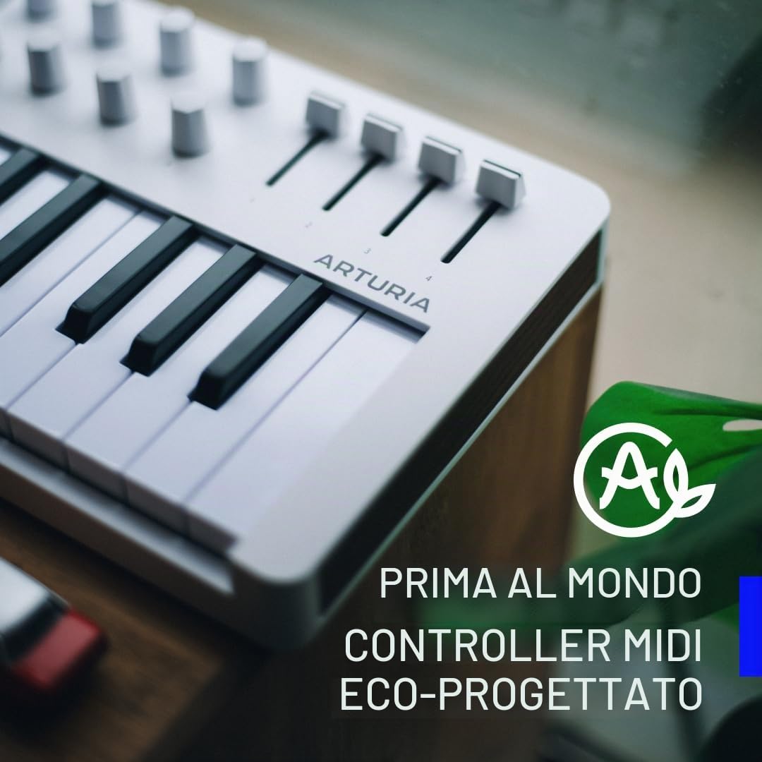 Arturia MiniLab 37 Controller MIDI USB Tastiera 37 tasti | 37 tasti sottili, Pad Encoder Fader, Integrazione DAW, USB-C, Suite software, Arpeggiatore, Modalità Accordi