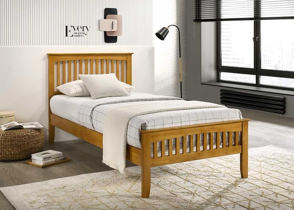 Sareer Furniture Sandhurst 3ft Single Oak Bed - Solid Wood Frame,Sturdy, Stylish & Durable