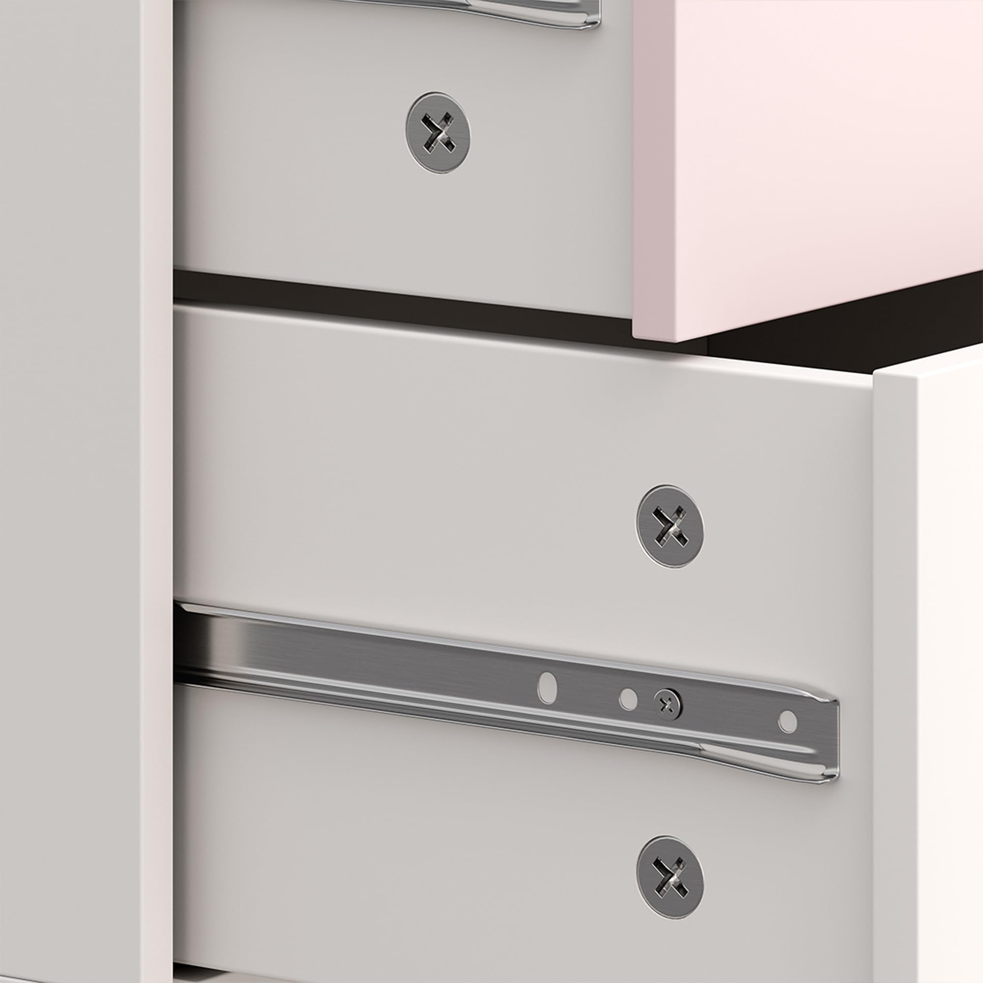 [en.casa] Mesita de Noche Infantil Sandnes Cajonera Mesa Auxiliar para Niños con 3 Cajones Pomo en Forma de Corazón para Habitación Infantil Sala de Juegos MDF/Pino 62 x 38 x 30 cm - Blanco/Rosa