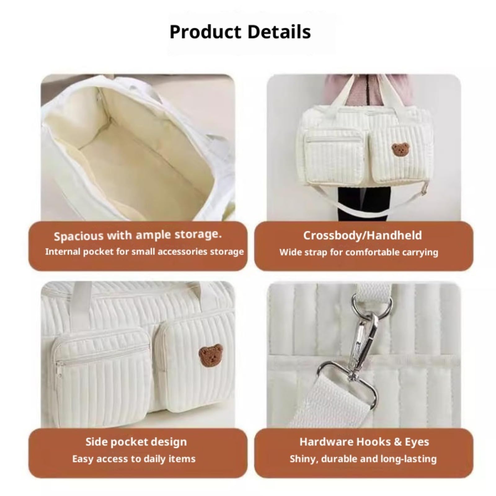 Générique Sac à langer tote maternité sac épaule léger matelassé sacs à langer pour bébé grand sacs messager multifonction voyage pour maternité et change bébé pour hôpital et weekender