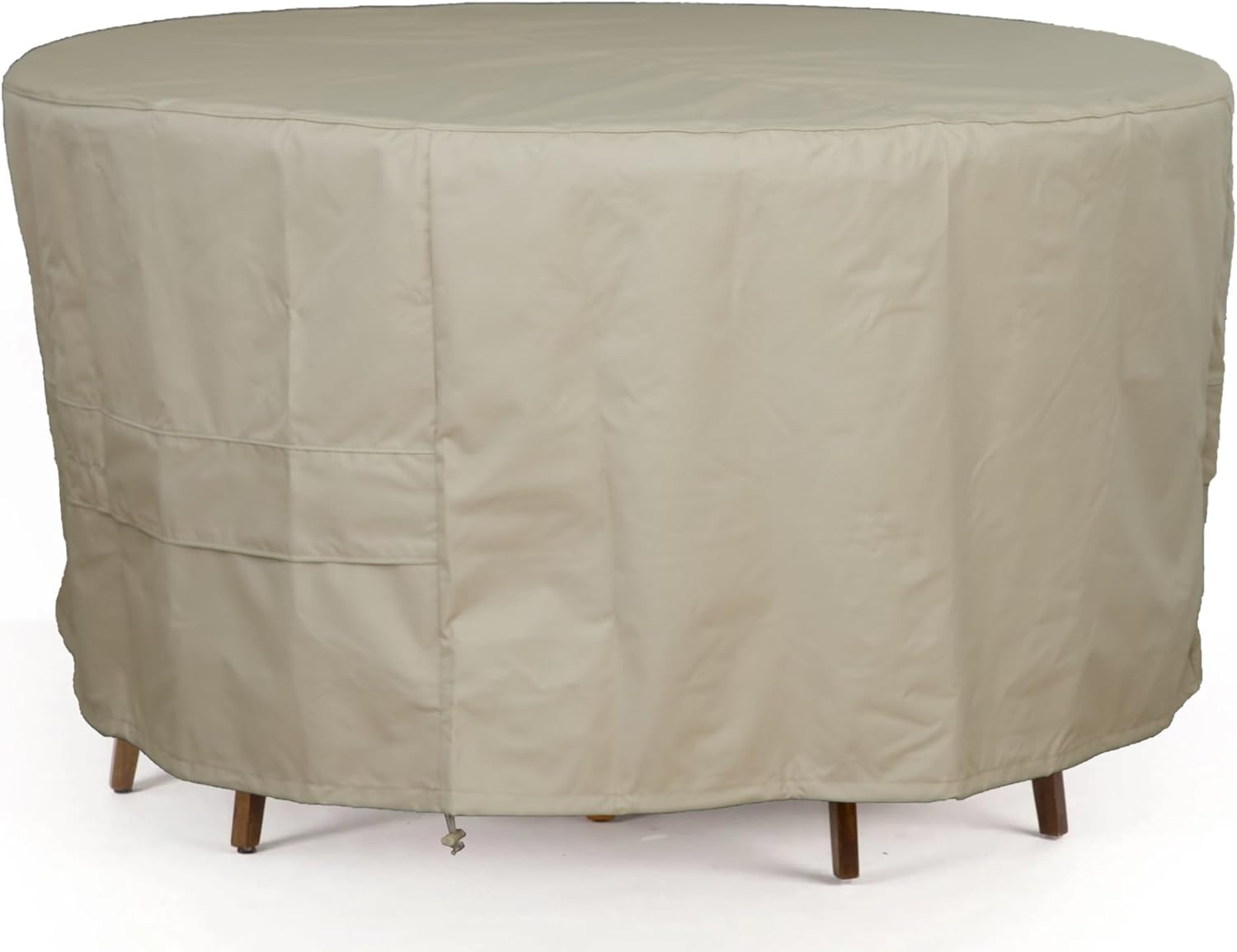 Covermates Ultima Outdoor Round Dining Table & Chair Set Cover – All-Weather Water-Resistant Rip-Resistant Polyester, Mesh Vents, Drawcord, Buckle Straps, Full Table 72 Diameter x 30H, Ripstop Tan