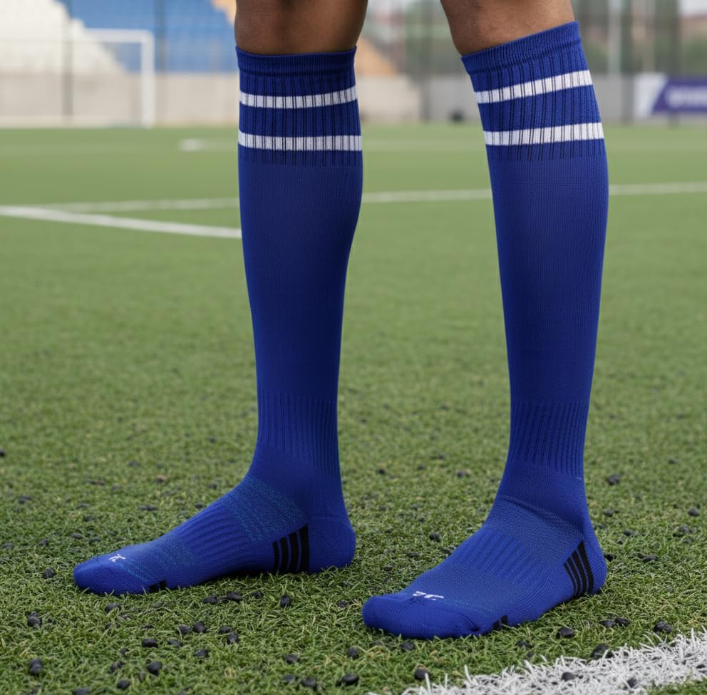 Image of RC. ROYAL CLASS Football Socks -Knee High Unisex, Cushioned Sole, Hi-Performance, Soft & Breathable,Ventilated,Moisture Wicking,Anti-Odour,Football /Soccer Socks For Kids to Adults-Pack of 1 Pair