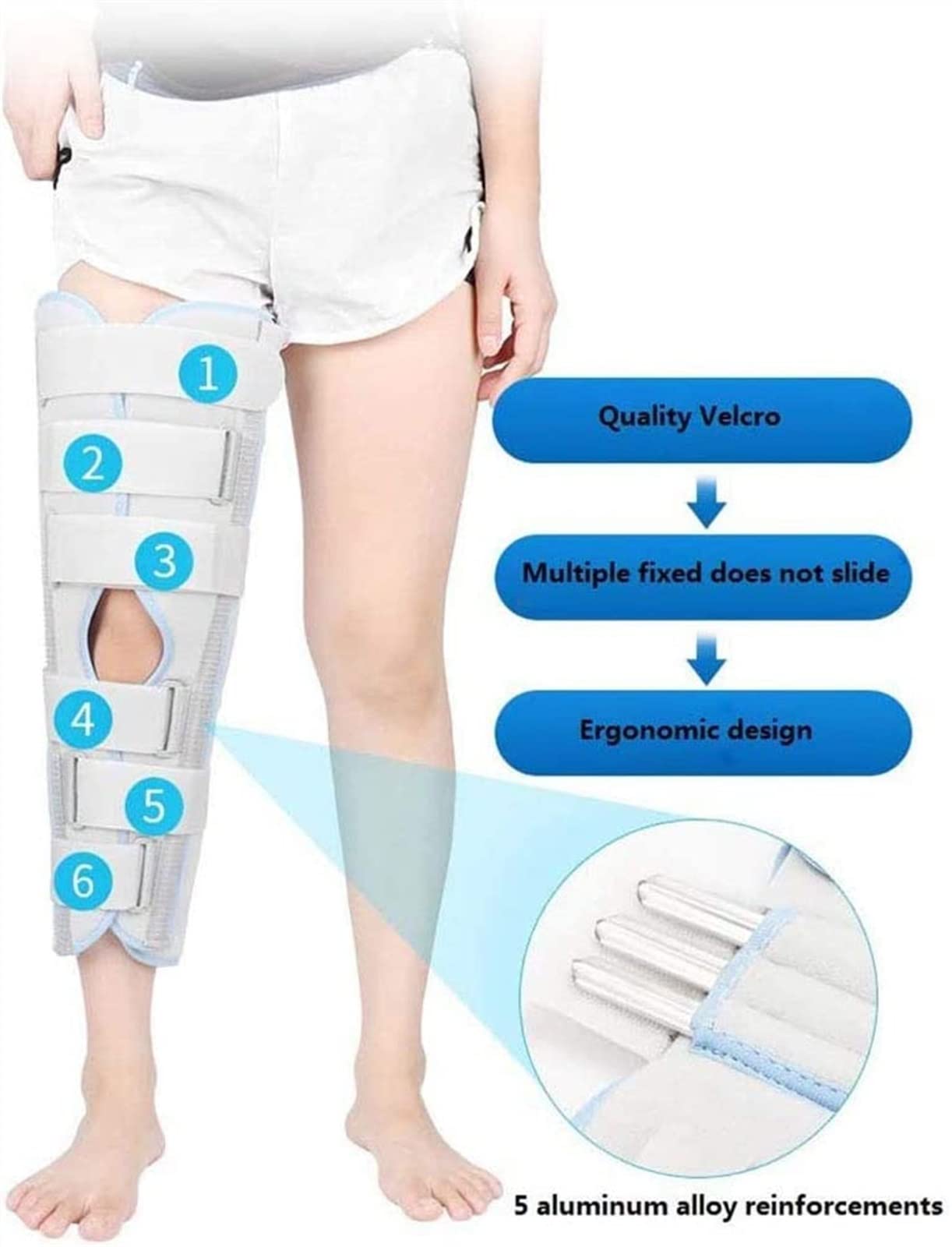 Rodillera ajustable, manga de compresión elástica de neopreno abierto con correas ajustables, gris, XL