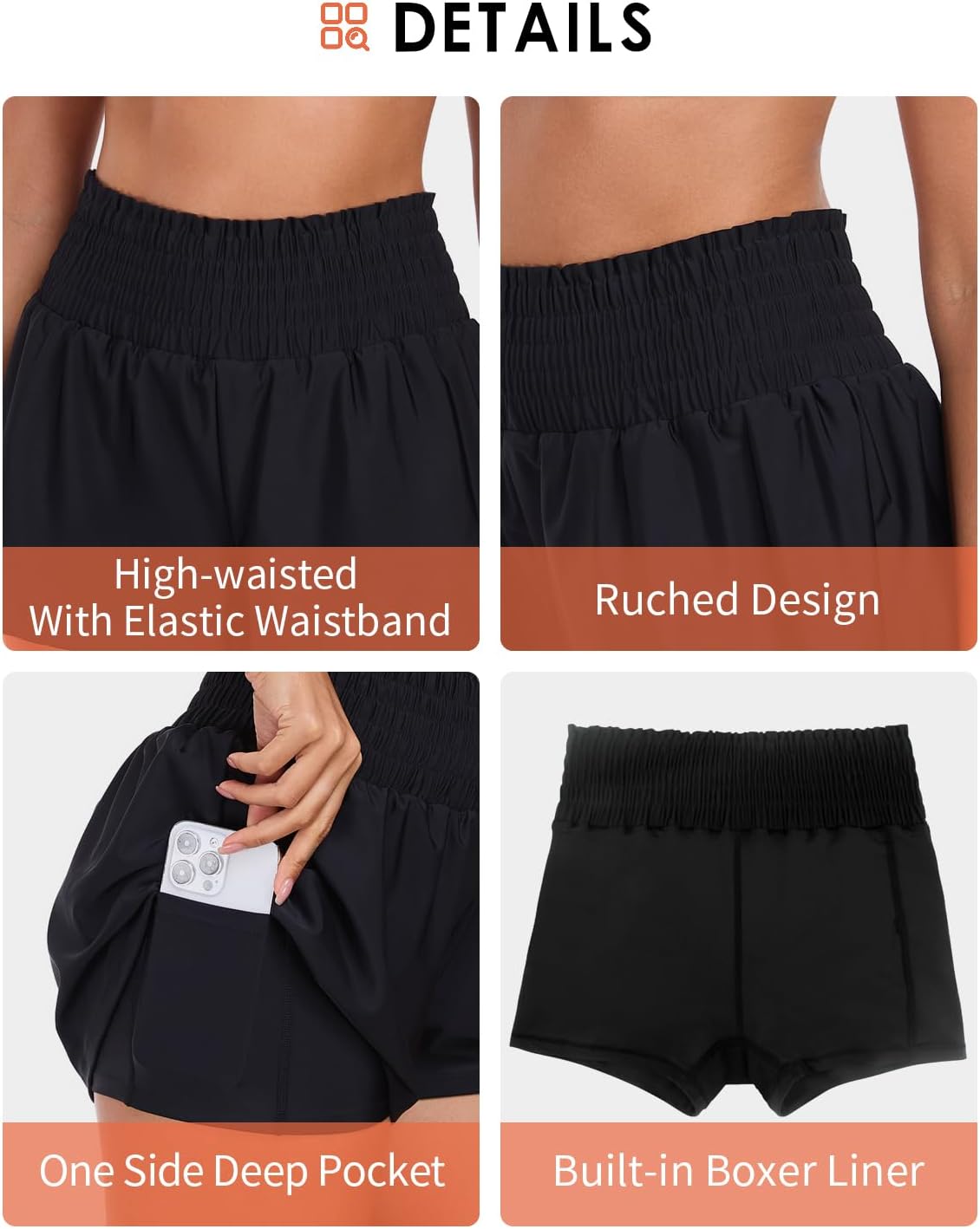 Colloyes Women's High Waisted Board Shorts Quick Dry Swim Shorts with Boxer Liner Pockets - Image 6