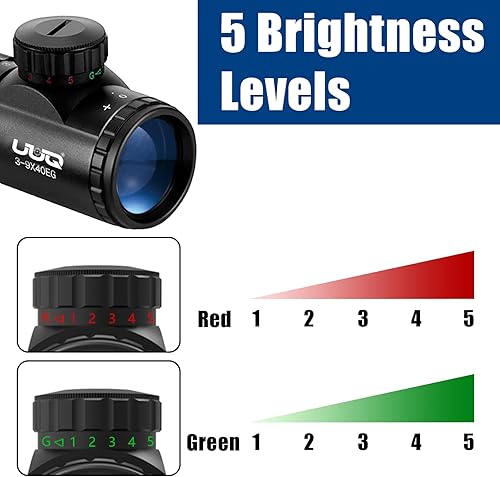 Miniatura 3 de UUQ Alcance de rifle de 3-9 × 40 con iluminación rojaverde y retícula de telémetro, se adapta a soportes libres de 0.787 in0.433 in, impermeable y a