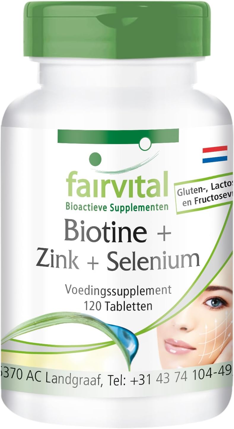 Fairvital | Biotine + Zink + Selenium – 120 tabletten voor 4 maanden – Hooggedoseerde schoonheidstabletten – Voor haar, huid en nagels | Fairvital