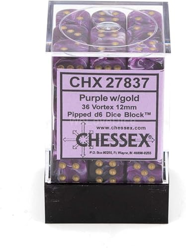 Miniatura 3 de DND - Juego de dados Chessex D&D de 0.472 in, juego de dados poliédricos de plástico vórtice morado y dorado, dados de mazmorras y dragones, incluye