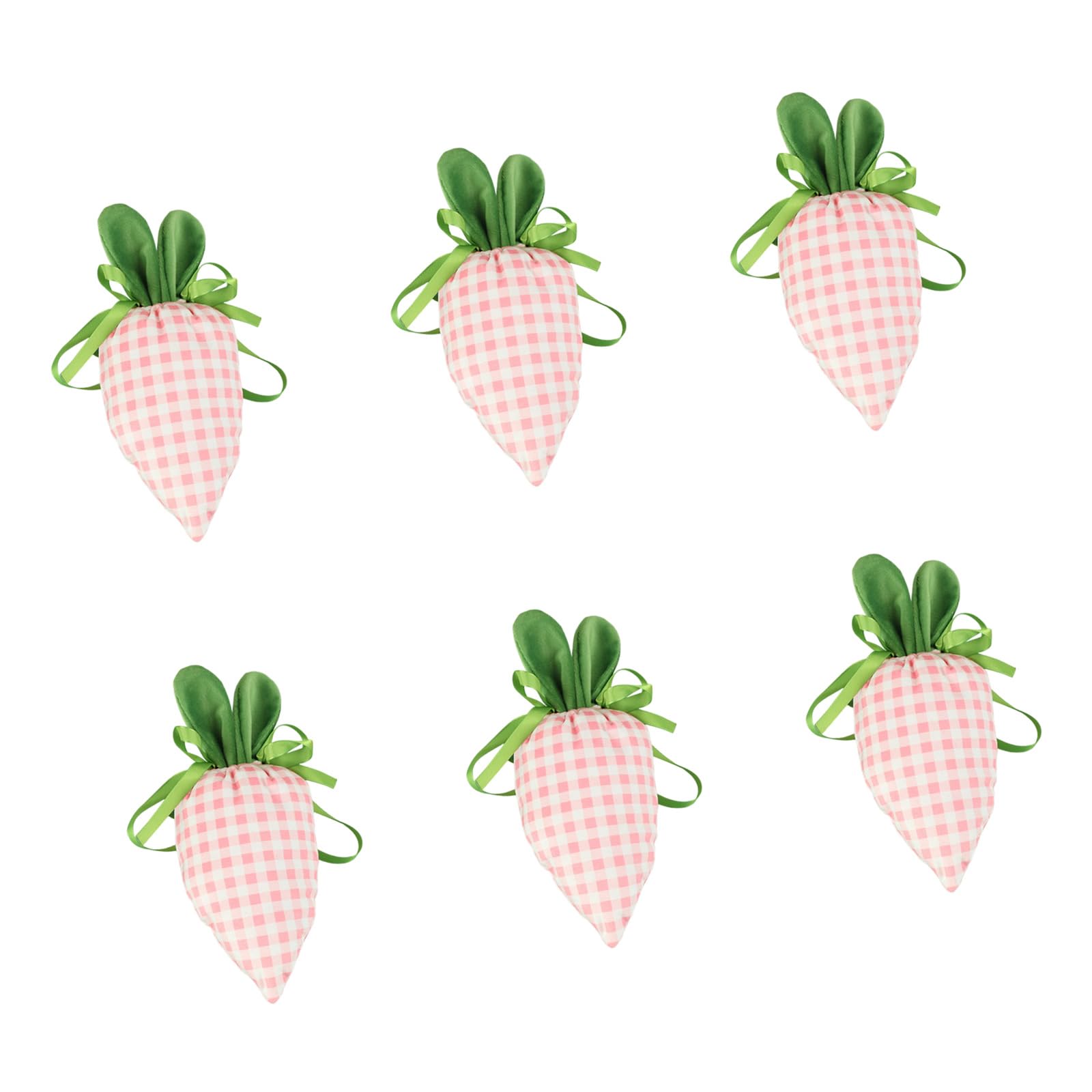 hogtnd 6pcs Easter Hare Ears Carrot Shape Fabric Candy Bag Drawstring Cookie Candy Pouches Party Treat Bags for Gift Wrapping Cloth Pouches