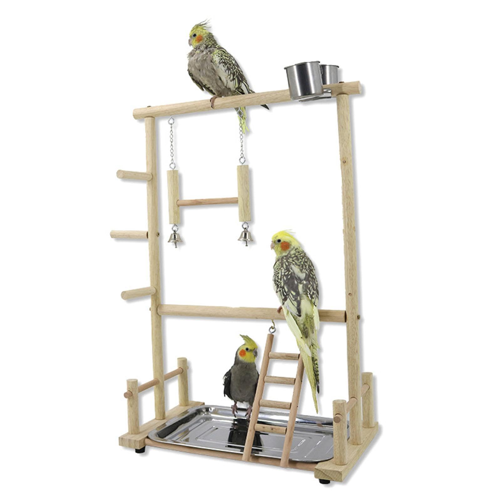 Parrot Spielplatz Sitzstange Plattform Übung Käfig Zubehör Vögel Kauspielzeug Holz Spielständer für Lovebirds Wellensittiche Conures / 1295