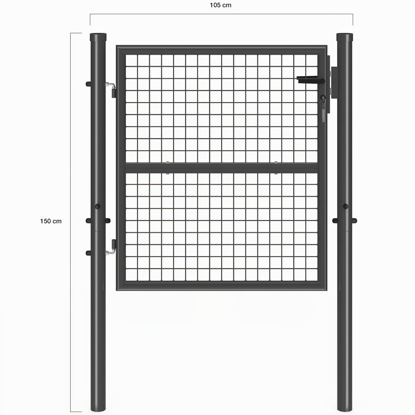 IDMarket - Portillon de jardin 105 x 100 cm en acier gris anthracite