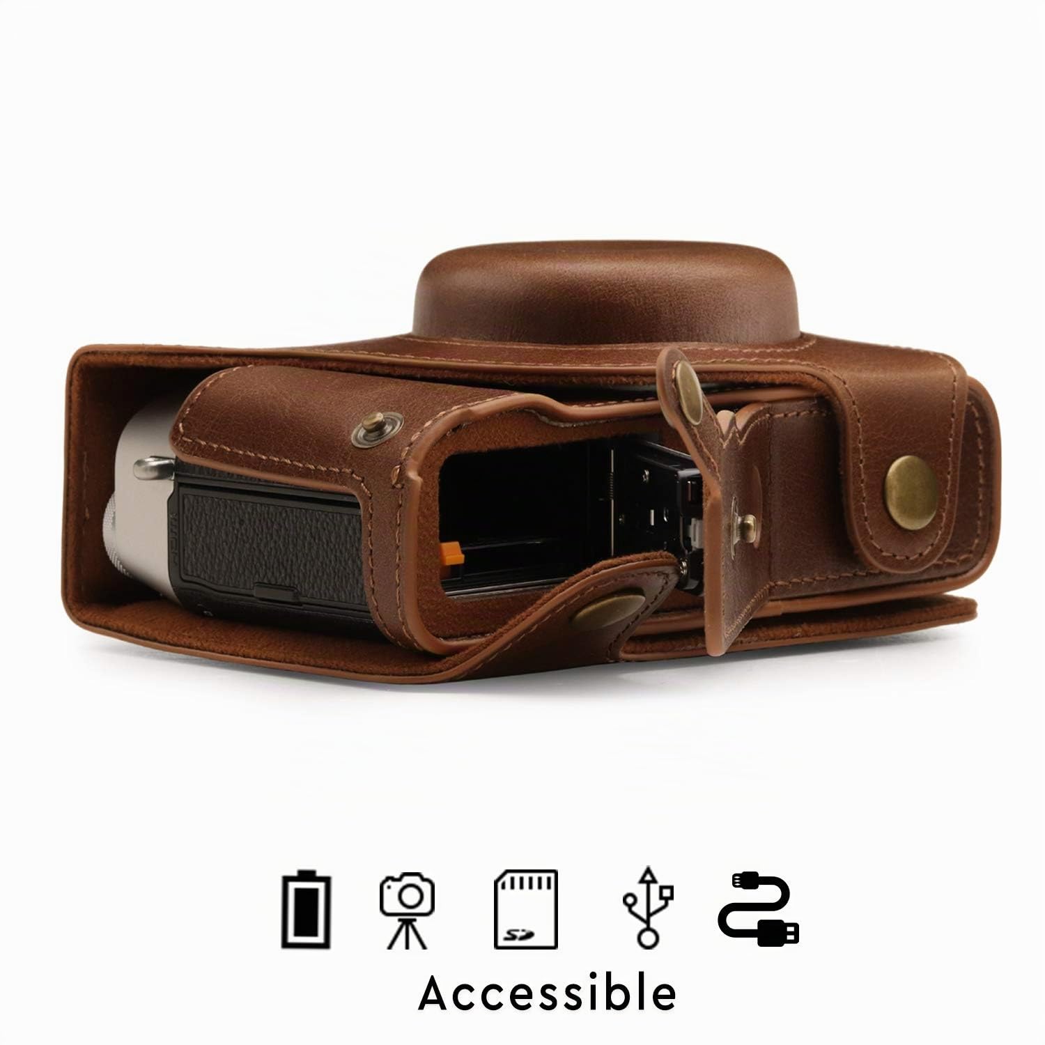 MegaGear Ever Ready Étui en Cuir véritable pour Appareil Photo Fujifilm X100V