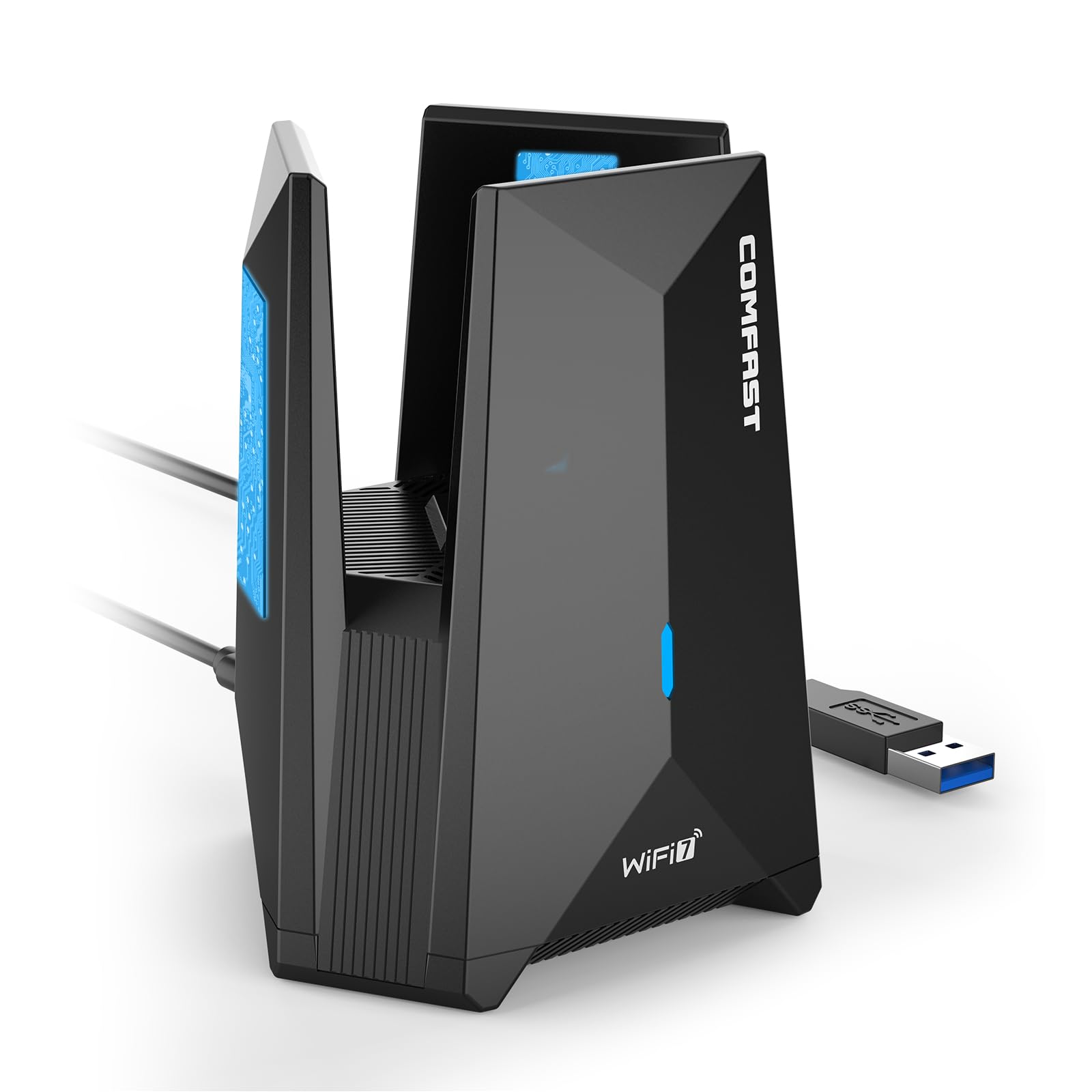 COMFAST Wi-Fi 7 Adaptador WiFi USB para PC, BE6500 Receptor WiFi, Antena WiFi PC, USB 3.0, Tri-Banda 6G/5G/2,4G, Antenas de Alta Ganancia 6dBi, TecnologíaMLO, MU-MIMO, OFDMA, WPA3, para Windows 10/11